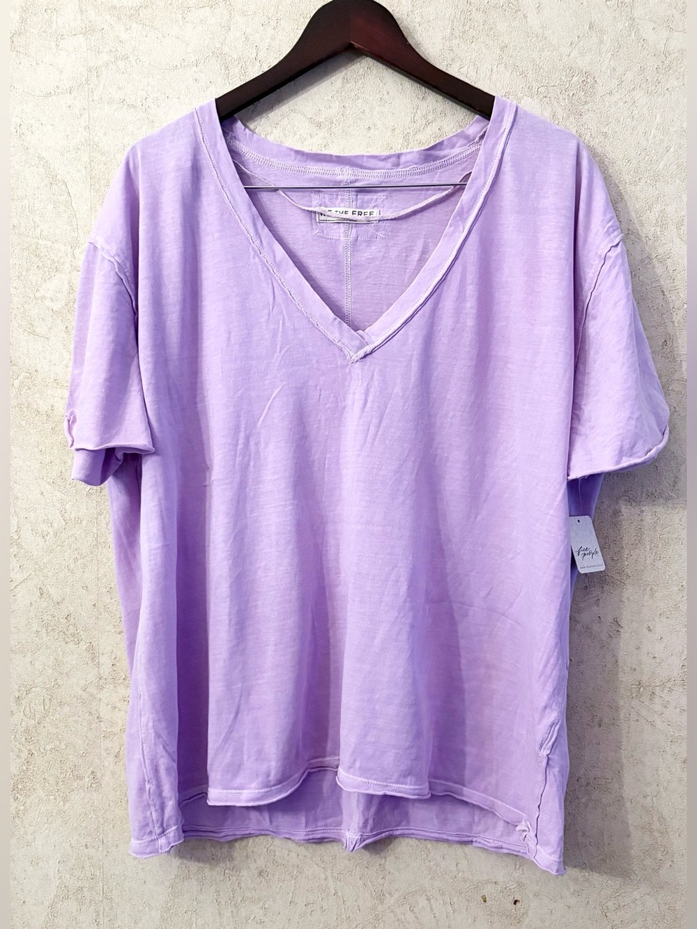 We The Free Lavender V-Neck Nina Short Sleeve Tee - Picture 2 of 7